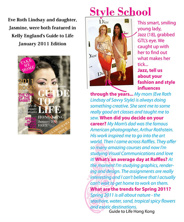 Eve Roth Lindsay and daughter, Jasmine, were both featured in Kelly England's Guide to Life January 2011 edition